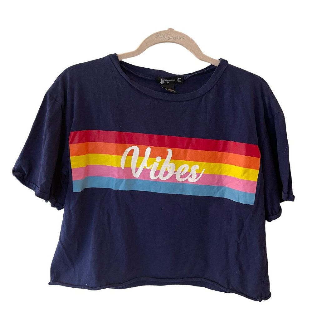 Miss Chievous Short Sleeve T-Shirt Size L Rainbow Vibes Graphic LGBTQ Statement